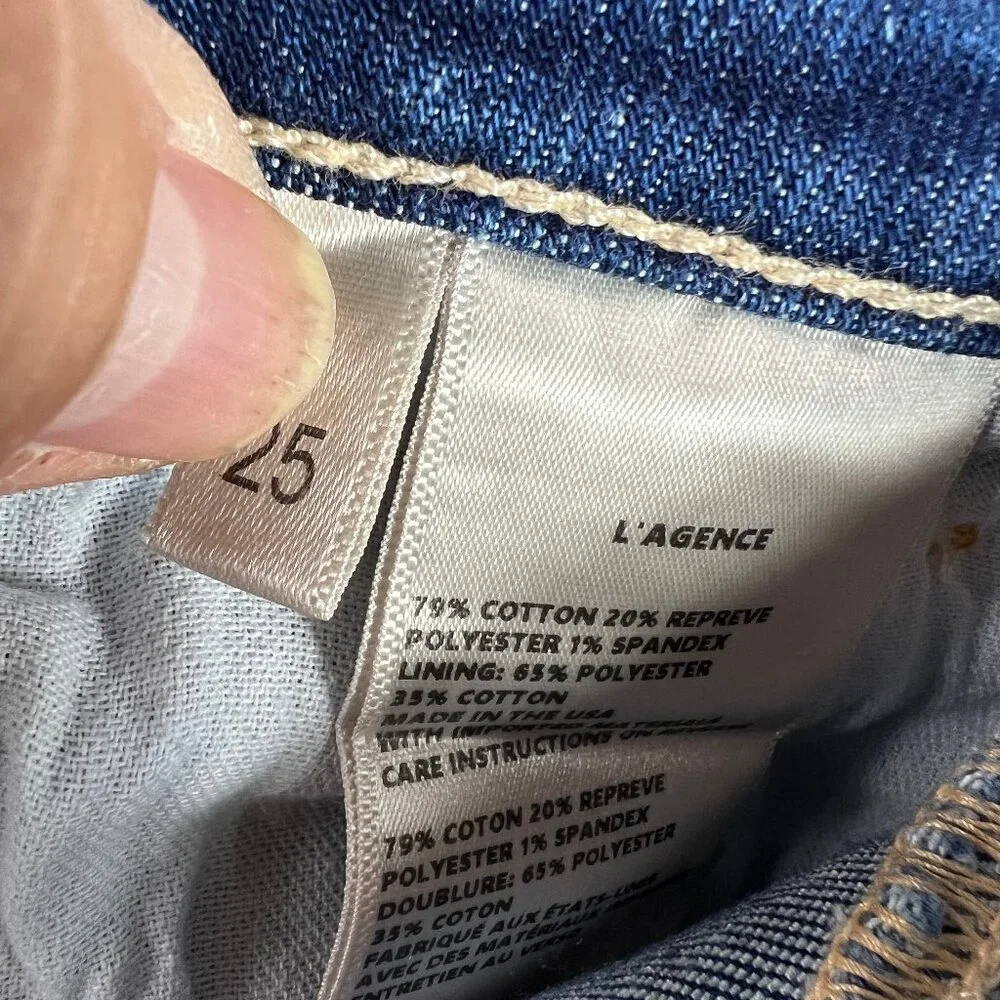 L'agence Jean Women 26x31* Ruth Straight Blue Faded Raw Hem Stretch Denim Tag 25 - Picture 7 of 16